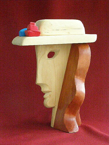 Sculpture titled "Lady in a hat with…" by Adolf Neystat, Original Artwork, Wood