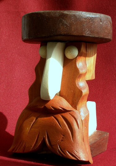 Sculpture titled "Hasid Benzion" by Adolf Neystat, Original Artwork, Wood
