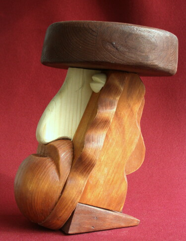 Sculpture titled "Hasid Akiva" by Adolf Neystat, Original Artwork, Wood