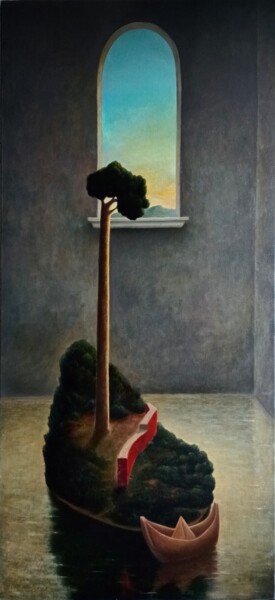 제목이 "Invito all'ascolto"인 미술작품 Adolfo De Turris로, 원작, 기름 나무 들것 프레임에 장착됨