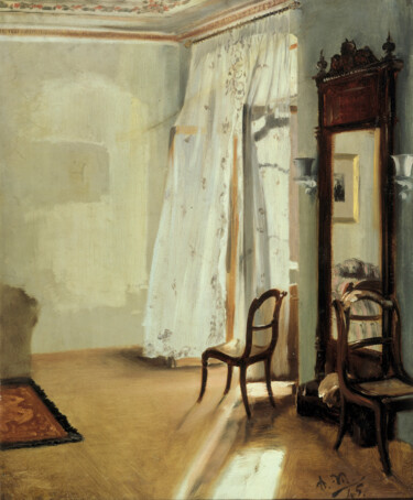 Malerei mit dem Titel "Intérieur d'une cha…" von Adolph Von Menzel, Original-Kunstwerk, Öl