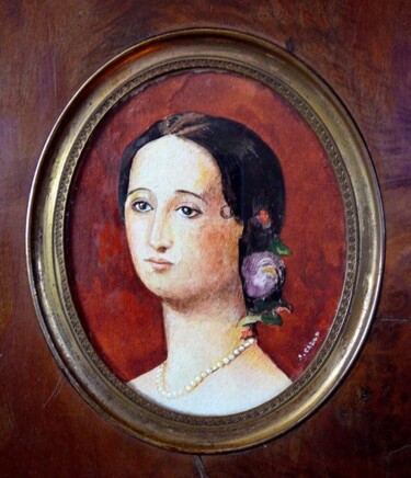 Peinture intitulée "Portrait de Femme" par Adolphe Cabon, Œuvre d'art originale