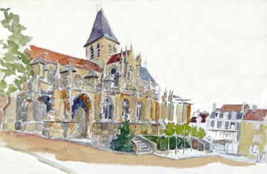 Peinture intitulée "Eglise de Triel (Yv…" par Adolphe Cabon, Œuvre d'art originale