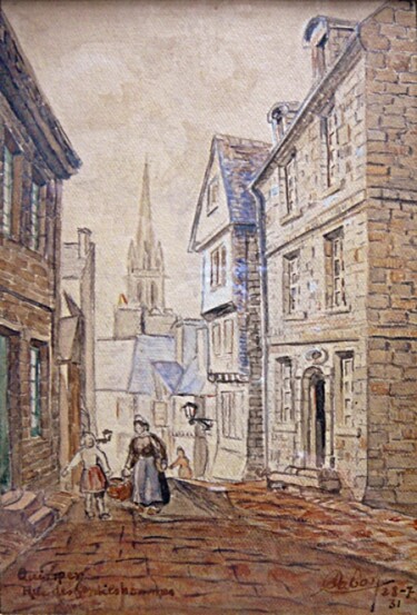 Peinture intitulée "Rue des Gentils Hom…" par Adolphe Cabon, Œuvre d'art originale