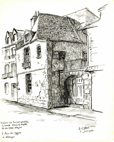 Dessin intitulée "Maison, 7 rue du Cy…" par Adolphe Cabon, Œuvre d'art originale