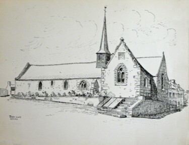 Dessin intitulée "Eglise Saint-Pierre…" par Adolphe Cabon, Œuvre d'art originale
