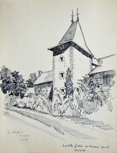 Dessin intitulée "La Ville Guérin - C…" par Adolphe Cabon, Œuvre d'art originale