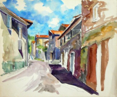 Peinture intitulée "Rue de village" par Adolphe Cabon, Œuvre d'art originale