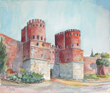 Peinture intitulée "Porte San Sebastien…" par Adolphe Cabon, Œuvre d'art originale