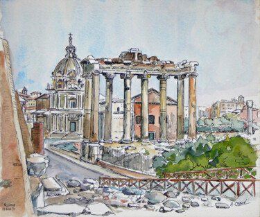 Peinture intitulée "Rome (Italie) Le Fo…" par Adolphe Cabon, Œuvre d'art originale