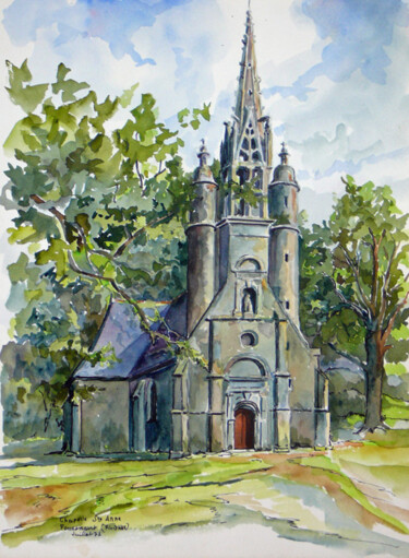Peinture intitulée "Chapelle Sainte Ann…" par Adolphe Cabon, Œuvre d'art originale