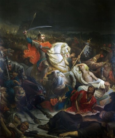 Schilderij getiteld "La Bataille de Koul…" door Adolphe Yvon, Origineel Kunstwerk, Olie