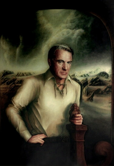 Картина под названием "GARY COOPER" - Adonis-Charles, Подлинное произведение искусства, Масло Установлен на Деревянная рама…