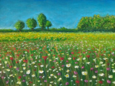 Dessin intitulée "Summer's Field" par Adonis Tukhvatshyn, Œuvre d'art originale, Pastel
