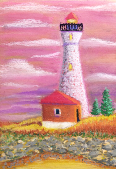 Painting titled "LightHouse by the S…" by Adonis Tukhvatshyn, Original Artwork, Pastel
