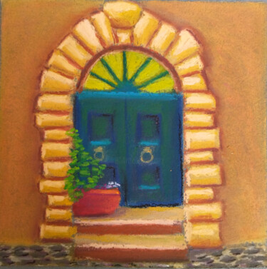 Painting titled "Archway and Red pot" by Adonis Tukhvatshyn, Original Artwork, Pastel