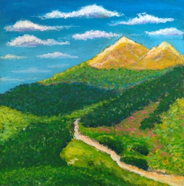 Malerei mit dem Titel "Road to the Mountai…" von Adonis Tukhvatshyn, Original-Kunstwerk, Pastell