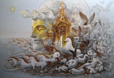 Peinture intitulée "La voie de la sages…" par Adoon Kitimoon, Œuvre d'art originale, Acrylique