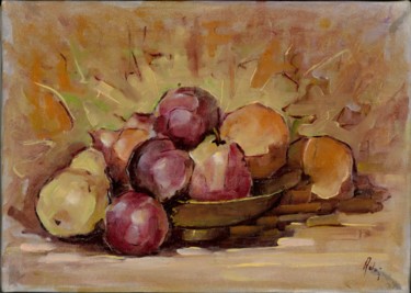 Peinture intitulée "" CIOTTOLA CON FRUT…" par L. Adorni, Œuvre d'art originale, Huile