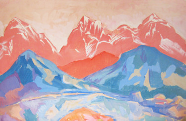 Картина под названием "горное озеро" - Александр Саяпин, Подлинное произведение искусства, Темпера