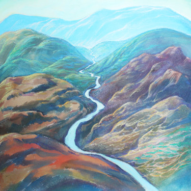 Картина под названием "Река в горах" - Александр Саяпин, Подлинное произведение искусства, Темпера