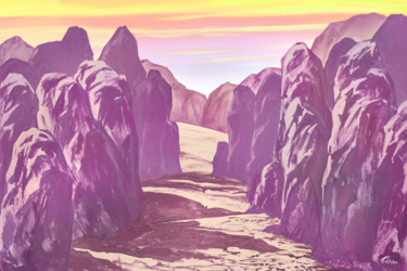 Картина под названием "Город камней" - Александр Саяпин, Подлинное произведение искусства, Гуашь
