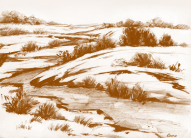 Картина под названием "Поля, поля, поля" - Александр Саяпин, Подлинное произведение искусства, Чернила