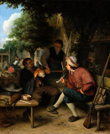 Картина под названием "Voyageurs au repos" - Adriaen Van Ostade, Подлинное произведение искусства, Масло