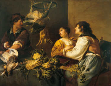 Pittura intitolato "La cuisine" da Adriaen Van Utrecht, Opera d'arte originale, Olio