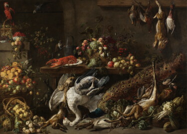 Pintura intitulada "Un garde-manger" por Adriaen Van Utrecht, Obras de arte originais, Óleo