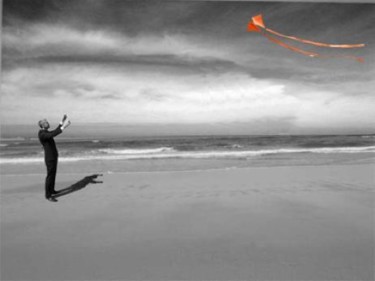 Painting titled "Kite on beach" by Adrian Bannister, Original Artwork