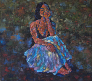 Painting titled "diana en el mezquit…" by Adrian Castro, Original Artwork, Acrylic Mounted on Wood Stretcher frame