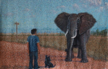 Malerei mit dem Titel "Animal de poder" von Adrian Castro, Original-Kunstwerk, Öl