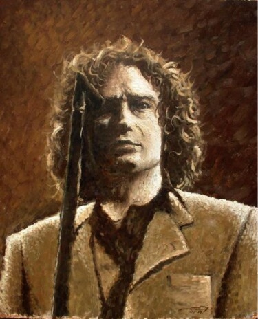 Painting titled "Enrique Bunbury" by Adrian Castro, Original Artwork, Oil