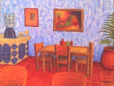 Painting titled "Comedor Rustico com…" by Adrian Castro, Original Artwork, Oil