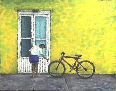 Painting titled "Cubanito" by Adrian Castro, Original Artwork, Oil