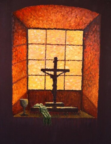 Schilderij getiteld "Jesus" door Adrian Castro, Origineel Kunstwerk, Olie