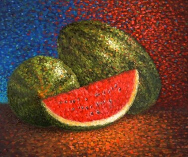 Malerei mit dem Titel "Sandias" von Adrian Castro, Original-Kunstwerk, Öl