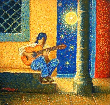 Painting titled "Serenata" by Adrian Castro, Original Artwork, Oil