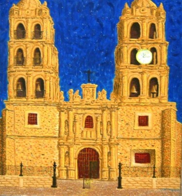 Painting titled "Catedral_de_Durango…" by Adrian Castro, Original Artwork, Oil