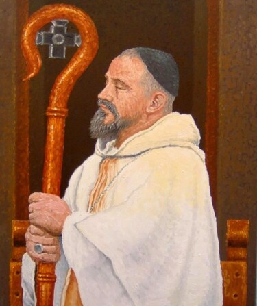 Painting titled "Felipe abad monje d…" by Adrian Castro, Original Artwork, Oil