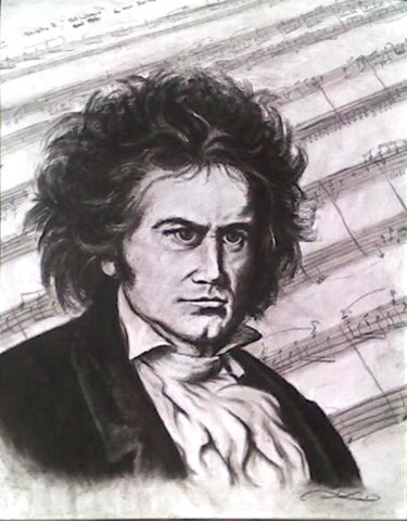 Painting titled "Ludwig van Beethoven" by Adrian Castro, Original Artwork, Oil