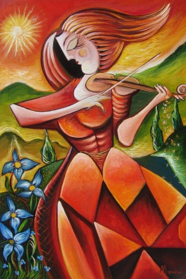 Painting titled "A Solo Song" by Adrian Doni, Original Artwork, Oil