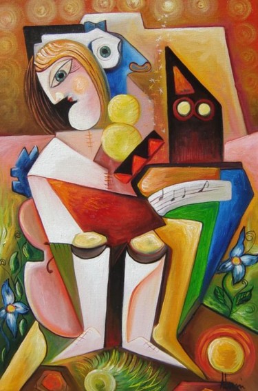 Painting titled "Cubist Song" by Adrian Doni, Original Artwork, Oil