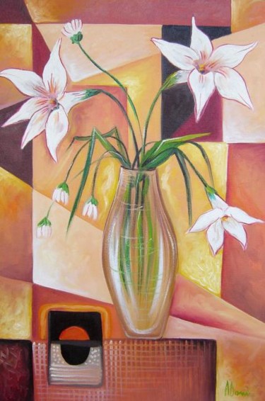 Painting titled "Flower 5" by Adrian Doni, Original Artwork, Oil