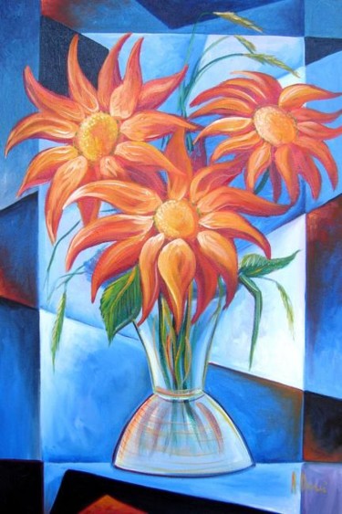 Painting titled "Flower 6" by Adrian Doni, Original Artwork, Oil