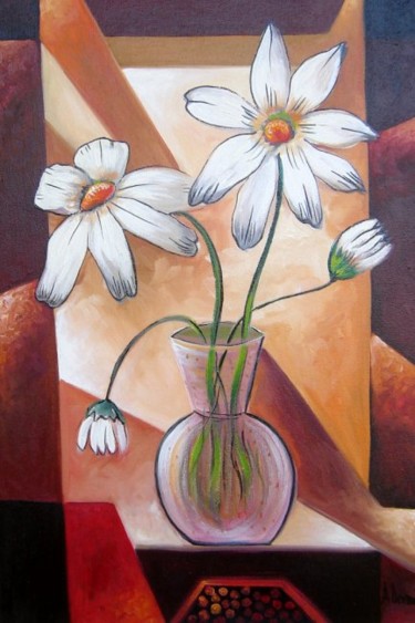 Painting titled "Flower 9" by Adrian Doni, Original Artwork, Oil