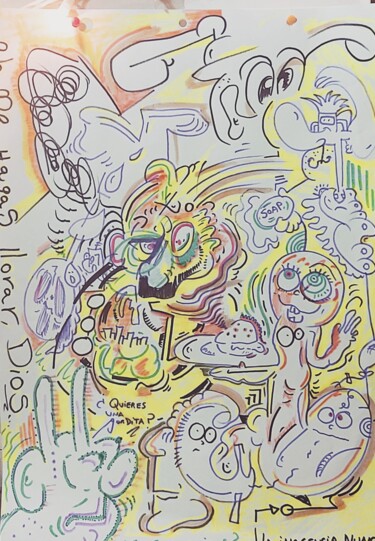 Painting titled "Mr, Mrs. Fat one (g…" by Adrian Dordelly, Original Artwork, Marker