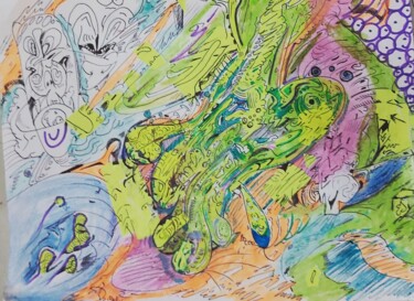 Painting titled "Cosmic Foot" by Adrian Dordelly, Original Artwork, Marker