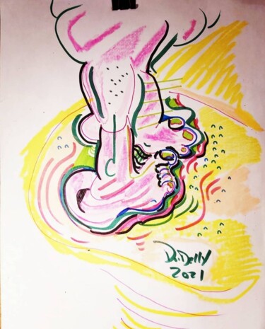 Painting titled "Untitled (feet 2)" by Adrian Dordelly, Original Artwork, Marker
